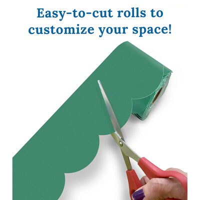 Carson Dellosa Education Grow Together Rolled Scalloped Bulletin Board Borders, 2.25" x 65', Jade Green, 3/Bundle (CD-108508-3)