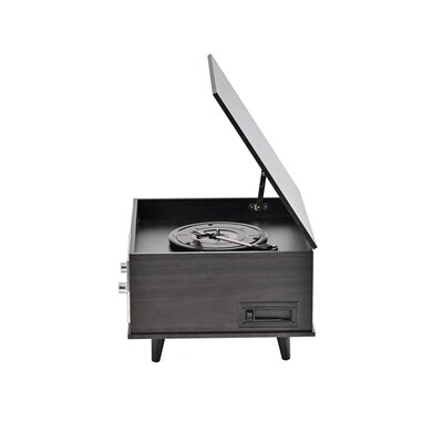 Victor Monroe Retro 8-in-1 Turntable Record Player and Entertainment Center with Bluetooth and Built in Speakers, Graphite