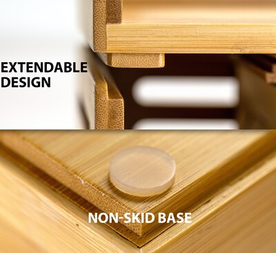 Officemate 17.5" x 12.4" Bamboo Laptop Risers, Natural Wood Grain (71008)