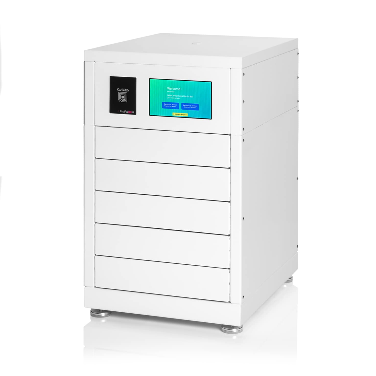 Luxor Kwik IQ Pro Lockable 5-Unit Electronics Storage Cabinet, White Steel (KBSL100)