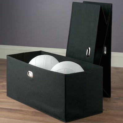 Winsome Torino Folding Fabric Basket with Handles, Black, 2/Set (22222)