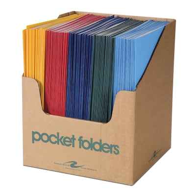 Roaring Spring Paper Products 2-Pocket Portfolio Folders, Assorted Colors, 100/Carton (50200CS)