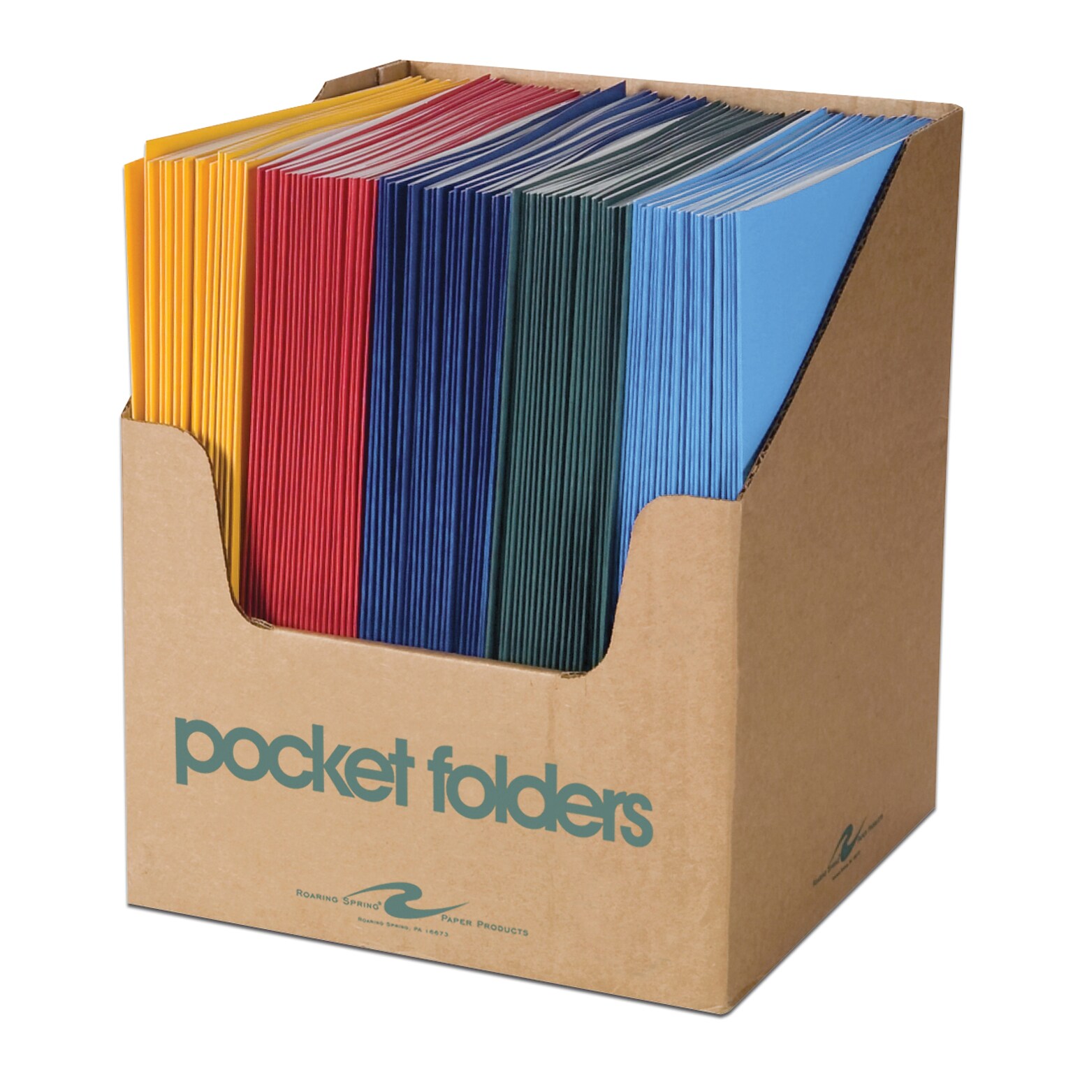 Roaring Spring Paper Products 2-Pocket Portfolio Folders, Assorted Colors, 100/Carton (50200CS)