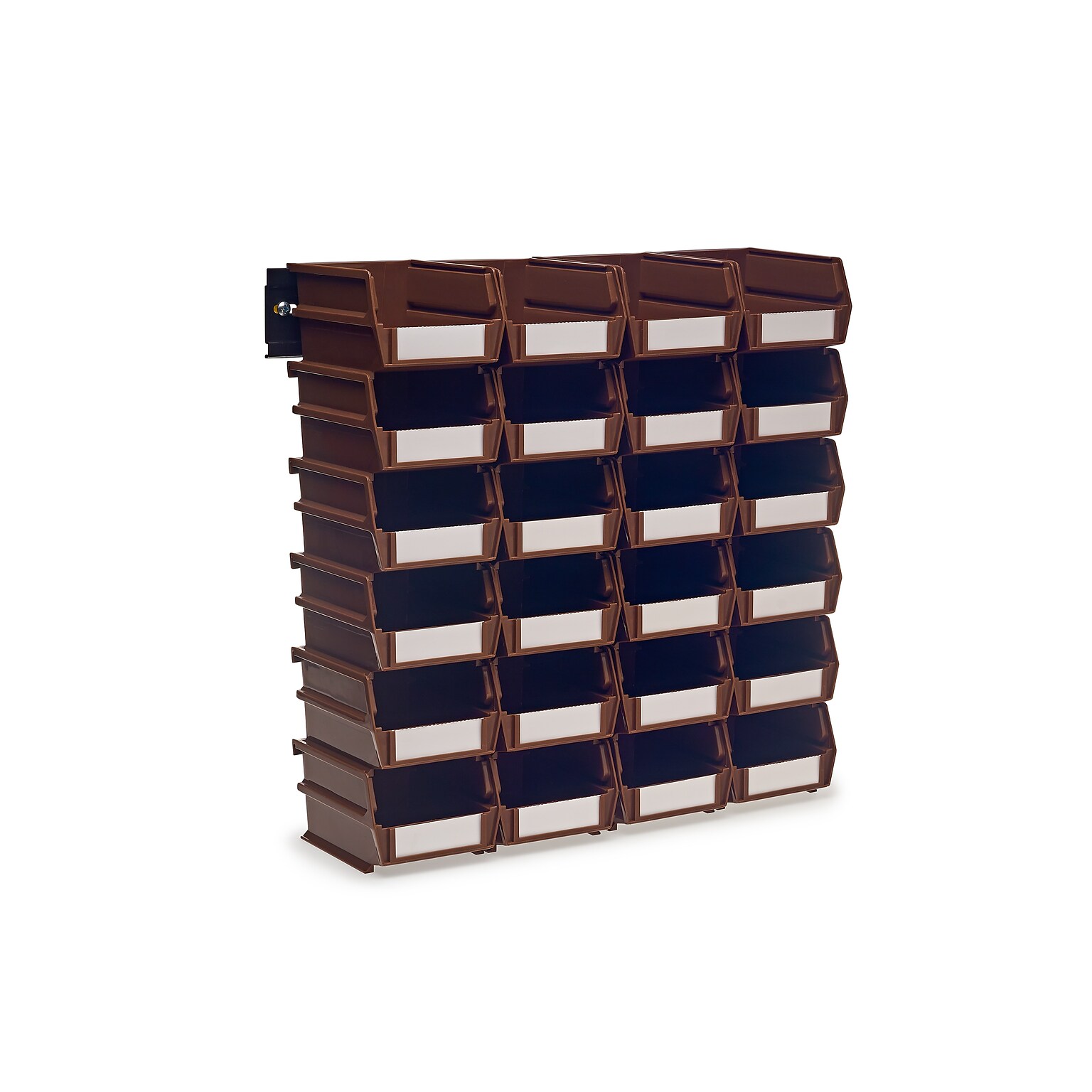 Triton Products LocBin Stackable Storage Bin, 3 x 4.12x 5.37, Brown, 24/Pack (3-210BRWS)
