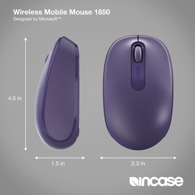 Incase Designed by Microsoft Wireless Mobile 1850 Ambidextrous Optical USB Mouse, Purple (U7Z-00041)