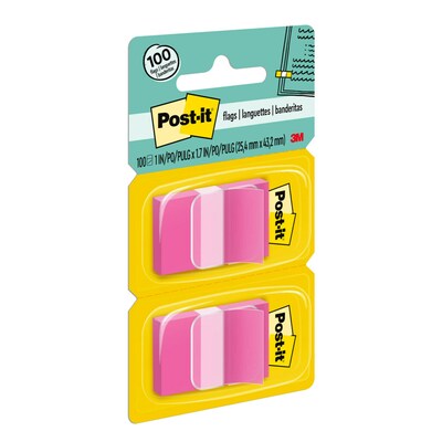 Post-it Flags, 1" Wide, Pink, 100 Flags/Pack (680-BP2)