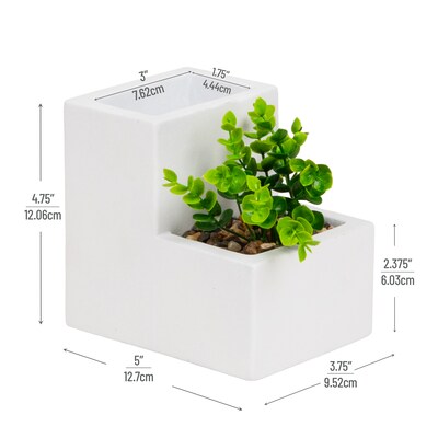 Mind Reader 2-Compartment Desk Organizer, White (PLANDORG-WHT)