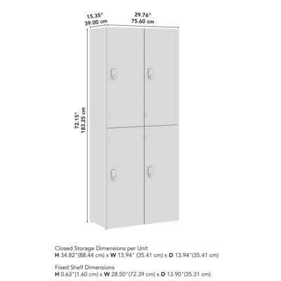 Bush Business Furniture Assure 72"H 2-Tier White Storage Lockers (AUS130WHK)