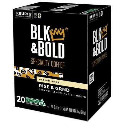 BLK & Bold Rise & GRND Coffee Keurig® K-Cup® Pods, Medium Roast, 20/Box (OKB90055)