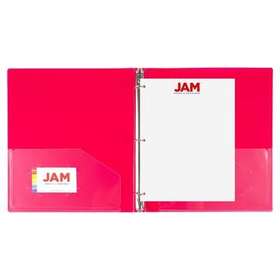 JAM Paper 1/2" 3-Ring Flexible Poly Binder, Fuchsia Pink (PB75237FU)
