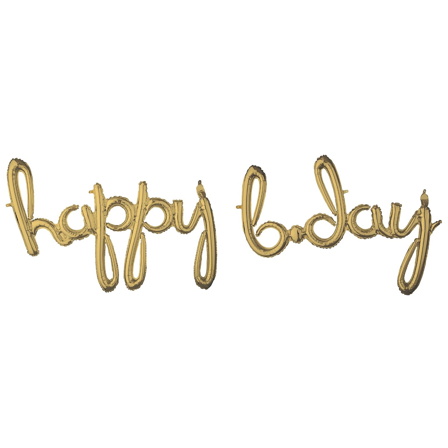 Party City (Air-Filled) Happy B-Day Foil Balloon Cursive Letter Banners, White Gold, 2/Pack (AM4460931-NS)