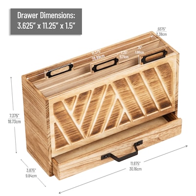 Mind Reader 3-Compartment Wood Desk Organizer, Brown (DESKMEMO-BRN)