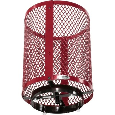 Global Industrial Outdoor Diamond Steel Trash Can w/ Dome Lid & Base, 36 Gallon, Red (261948RDD)