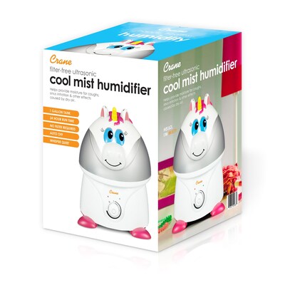 Crane Unicorn Ultrasonic Cool Mist Tabletop Humidifier, 1-Gallon, White (EE-8249)