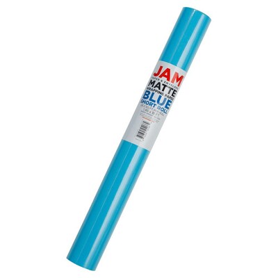 JAM Paper Short Mini Roll Wrapping Paper, 26.3 sq. ft., Peacock Blue, 2/Pack(277013534263a)