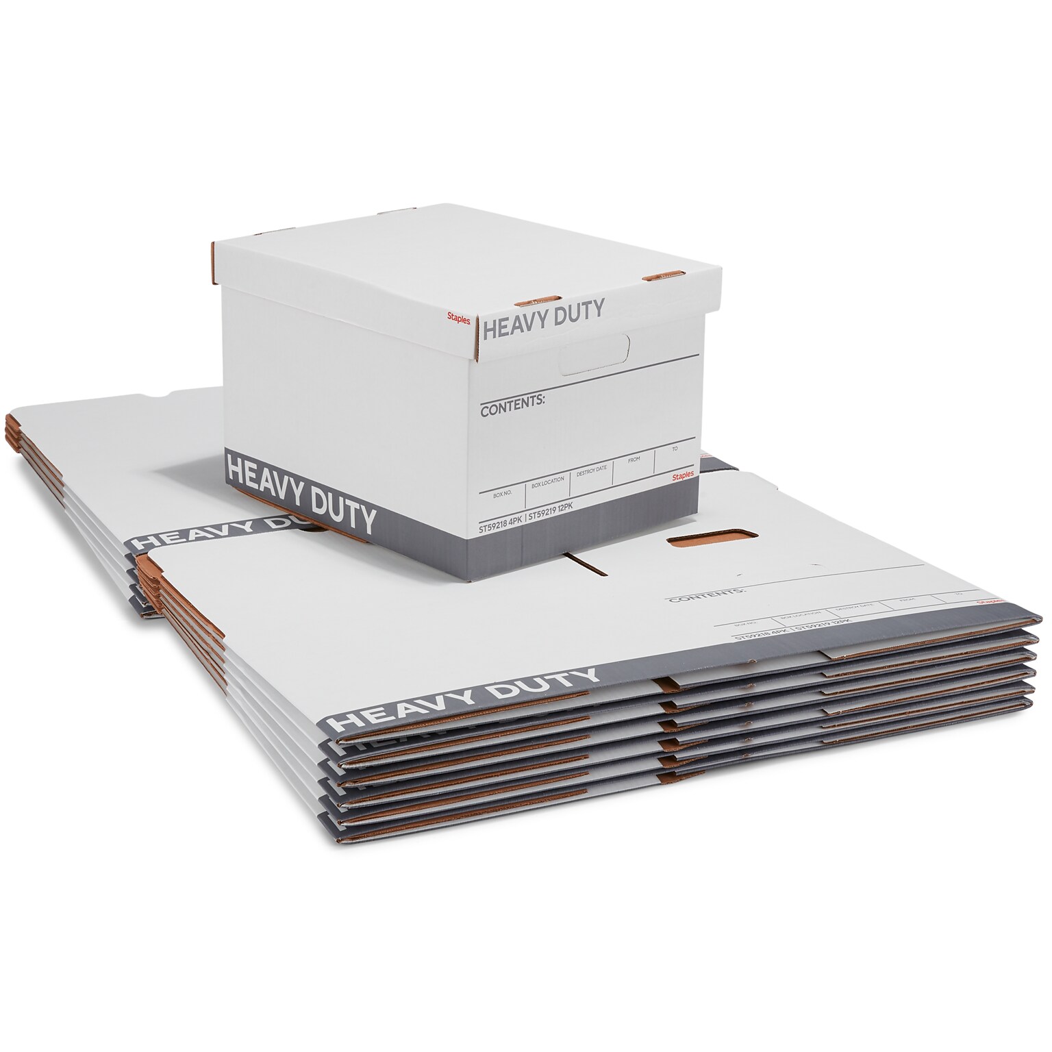 Staples Heavy Duty File Box, Lift Off Lid, Letter/Legal, White/Gray, 12/Carton (TR59219)