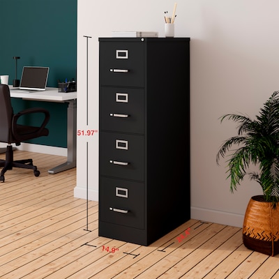 Quill Brand® 4-Drawer Vertical File Cabinet, Locking, Letter, Black, 25"D (25164D)