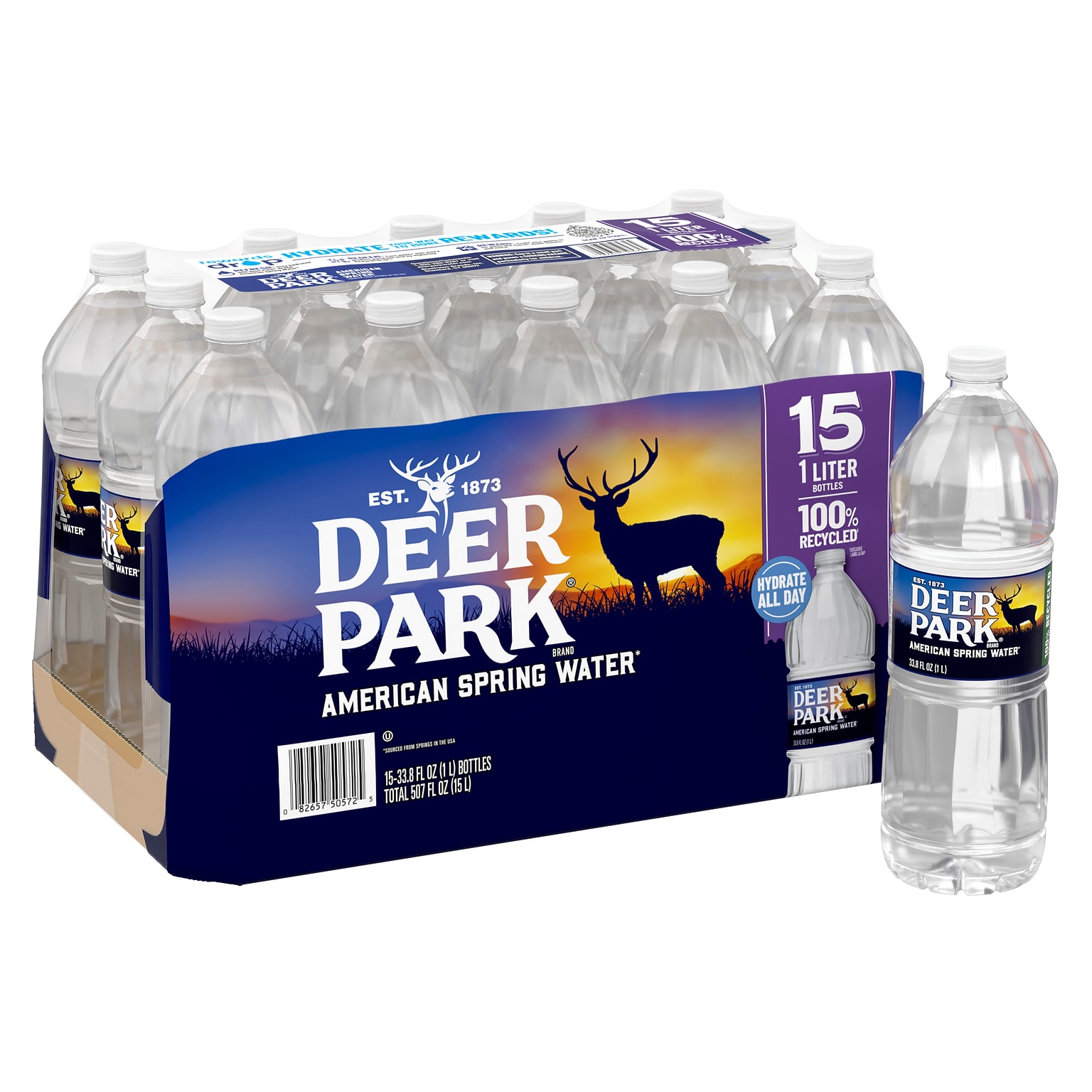 Deer Park 100% Natural Spring Water, 33.8 oz., 15 Bottles/Carton (12222308)