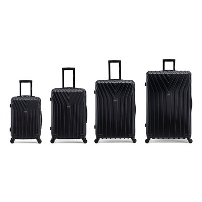 InUSA Vasty 4-Piece Hardside Spinner Luggage Set, TSA Checkpoint Friendly, Black (IUVASSMLXL-BLK)