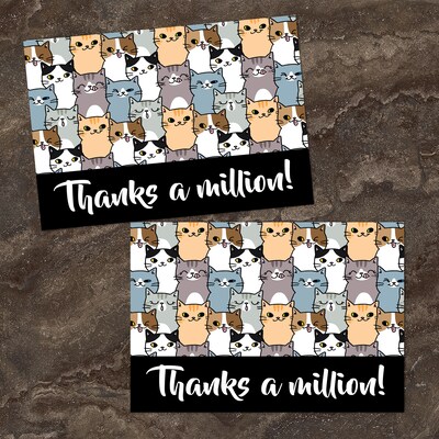 Great Papers Thanks a Million Cats General Use Thank You Notecard Kits, Multicolored, 24/Pack (2025025)