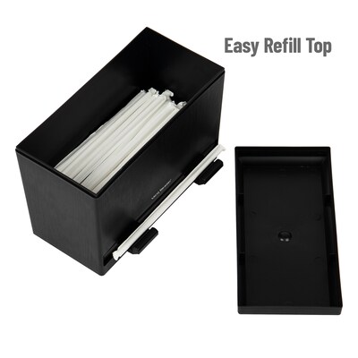 Mind Reader Plastic Straw Dispenser Pencil Dispenser, Black (STRAWDISP-BLK)