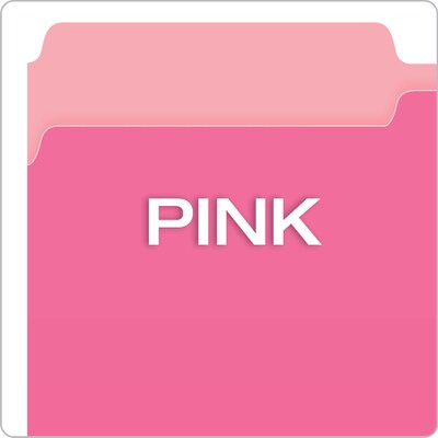 Pendaflex Two-Tone Recycled File Folder, 1/3-Cut Tab, Assorted, Legal Size, Pink, 100/Box (153 1/3 PIN)