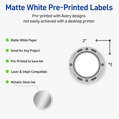 Avery Circle Multipurpose Labels, 2 Dia., White, 120/Pack (19479370602)