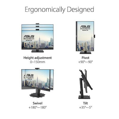 Asus BE Series Video Conferencing 27" 100Hz LED Monitor, Built-In Speakers & Webcam, Height-Adjustable, Black (BE279QFK)