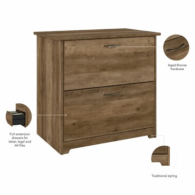 Bush Furniture Cabot 31"W 2-Drawer Lateral File Cabinet, Letter/Legal, Reclaimed Pine, (WC31580)