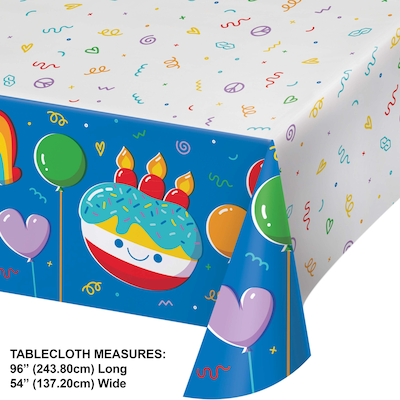 Creative Converting Bubbly Birthday Tablecover, Multicolored, 4/Pack (DTC365026TC)