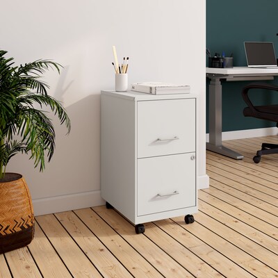 Quill Brand® 2-Drawer Vertical Mobile File Cabinet, Locking, Letter Size, White, 18''D (19634)