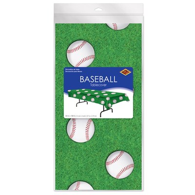 Beistle Baseball Tablecover, Green/White (53668)
