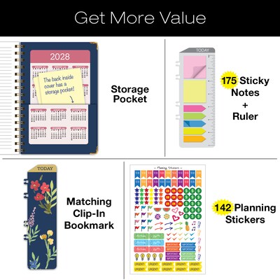 2027 Excello Brands 7.8" x 9" Weekly & Monthly Standard Planner, Paperboard Cover, Navy (FSHN-CY27-79-85)