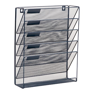 Staples 5-Pocket Metal Mesh Mountable Wall File, Letter Size, Navy Blue (ST63850)