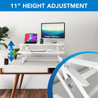 Mount-It! 38"W Manual Rectangular Adjustable Standing Desk Converter, White (MI-15005)