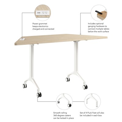 Bush Business Furniture Synergy 60"W Trapezoid Shaped Conference Table, Natural Elm (SGD160NE)