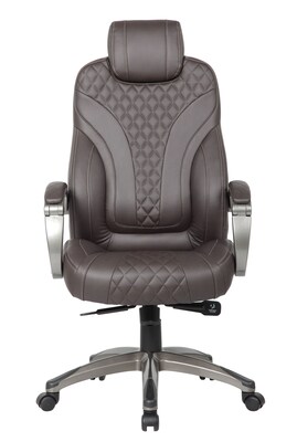 Boss Ergonomic LeatherPlus Swivel Executive Chair, Brown (B8871P-BB)