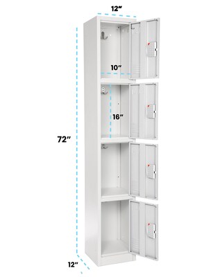 AdirOffice 72"H 4-Tier White Storage Locker (ADI629-204-WHI-DL)