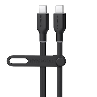 HyperGear Flexi Pro USB-C to USB-C Soft-Touch Silicone Fast Charge and Sync Cable, 10 ft., Black (15910)