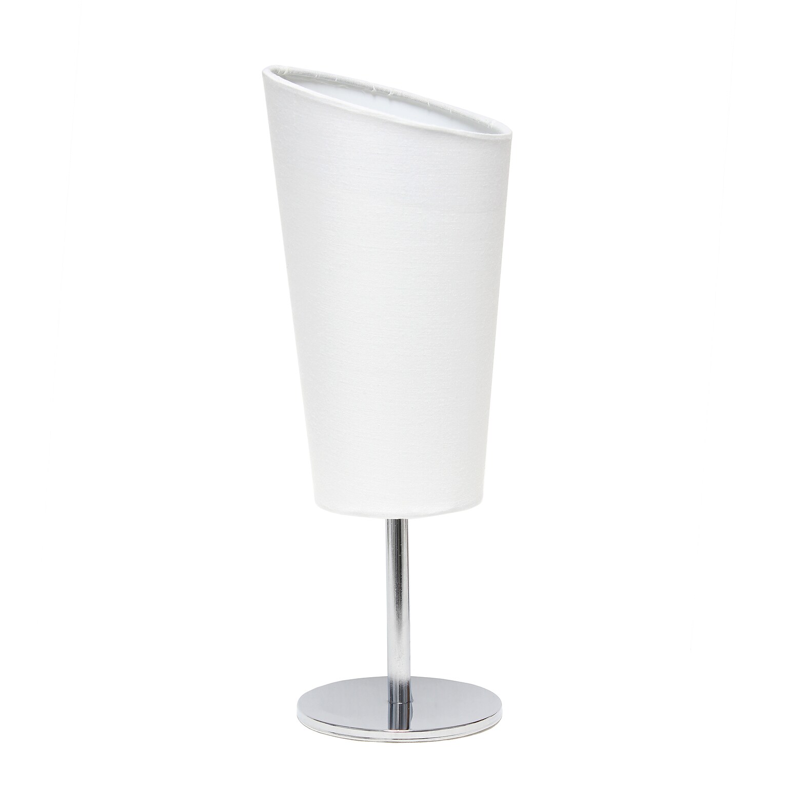 Creekwood Home Chrome Slanted 12.4 LED Table Lamp, White (CWT-1012-WH)