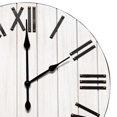 Elegant Designs Handsome 21" Rustic Farmhouse Wood Wall Clock, White Wash (HG2004-WWH)