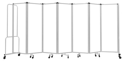 National Public Seating Robo Series 7-Panel Folding Mobile Room Divider, 72"H x 164"W, Clear Acrylic (RDG6-7CA)