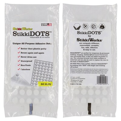 StikkiWorks StikkiWax Removable Glue Dots, 50 Dots/Pack, 6/Pack (STK02050)