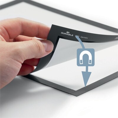 Durable DURAFRAME Document Holder, 8.5" x 11", Wall Mounted, Vertical/Horizontal, Bottom Loading, Black, 2/Pack (DUR-476801)