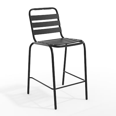 Flash Furniture Lila Commercial Indoor-Outdoor Restaurant Bar Height Stool, Black (TLH015HBK)