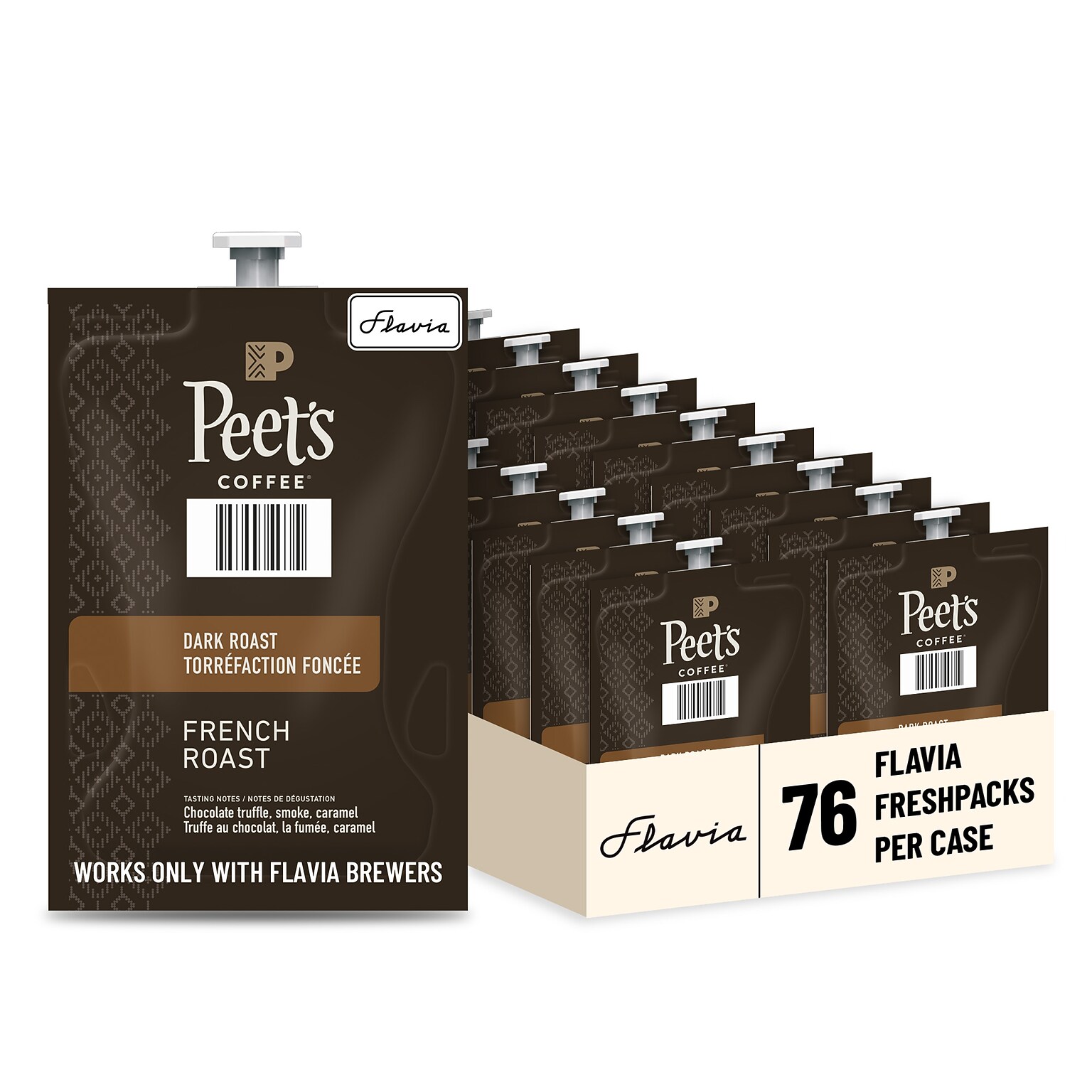 Peets Coffee French Roast Coffee Flavia Freshpacks, Dark Roast, 76/Carton (LPC00263)