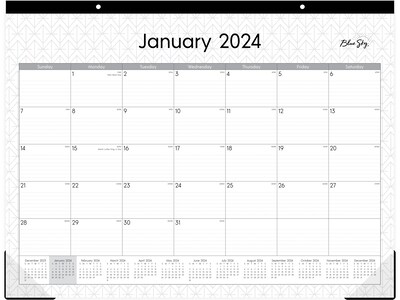 2024 Blue Sky 22 x 17 Monthly Desk Pad Calendar, White/Gray (111294-24)