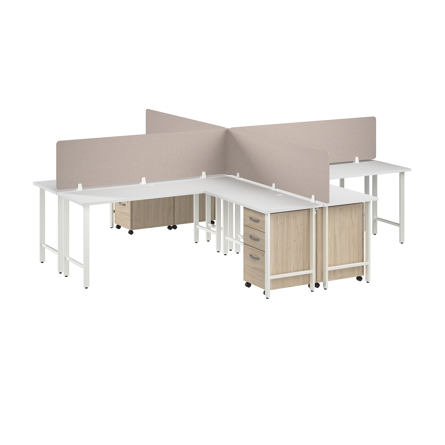 Bush Business Furniture Hustle 30H x 72W 4 Person L-Shaped Cubicle Workstation, White (HUS017WHNESU)