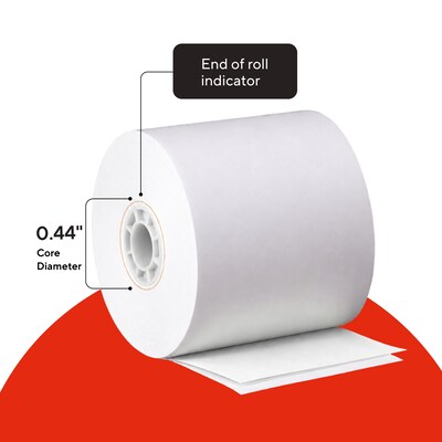 Staples Carbonless POS Roll 2-Ply White 3 x 100 Ft for Credit Card Terminals, 1 Roll