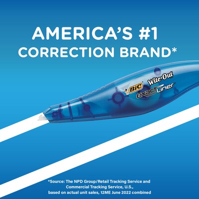 BIC Wite-Out Exact Liner Correction Tape, White, 2/Pack (WOELP21-WHI)